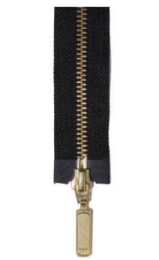 Black zipper tape with Gold hardware