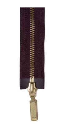 Burgundy zipper tape with Gold hardware