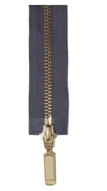Medium grey zipper tape with Gold hardware