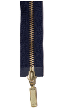 Navy zipper tape with Gold hardware