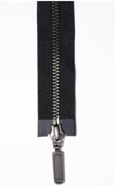 Black zipper tape with Gunmetal hardware
