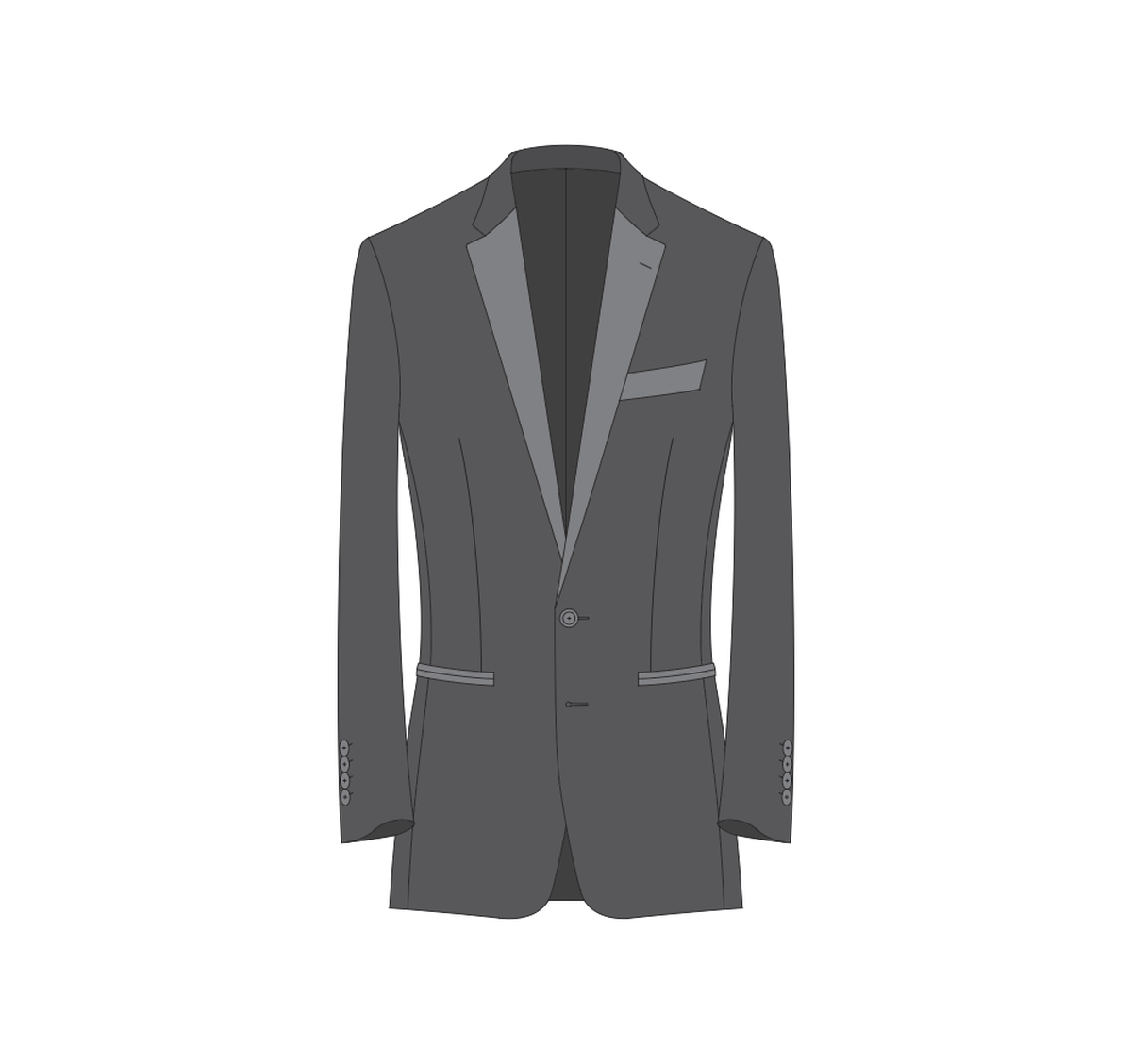 Single-button peak-lapel dinner jacket and tuxedo reference