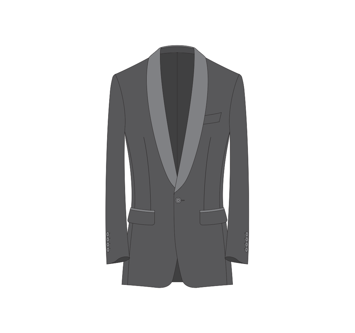 Single-button shawl-lapel dinner jacket and tuxedo reference
