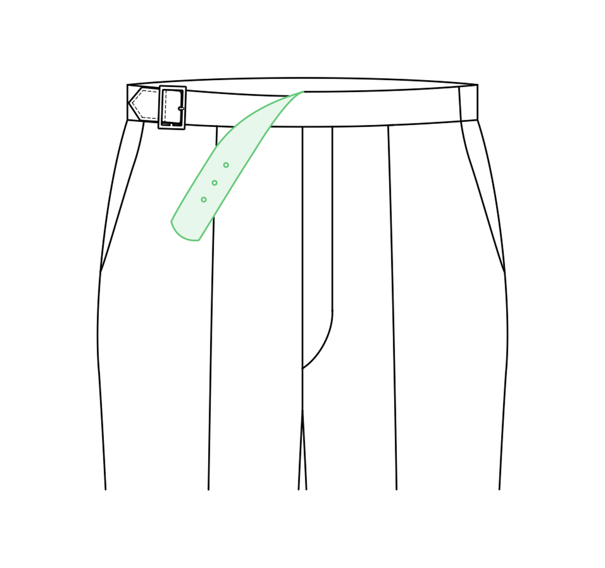 Belt-extension tailored trouser reference