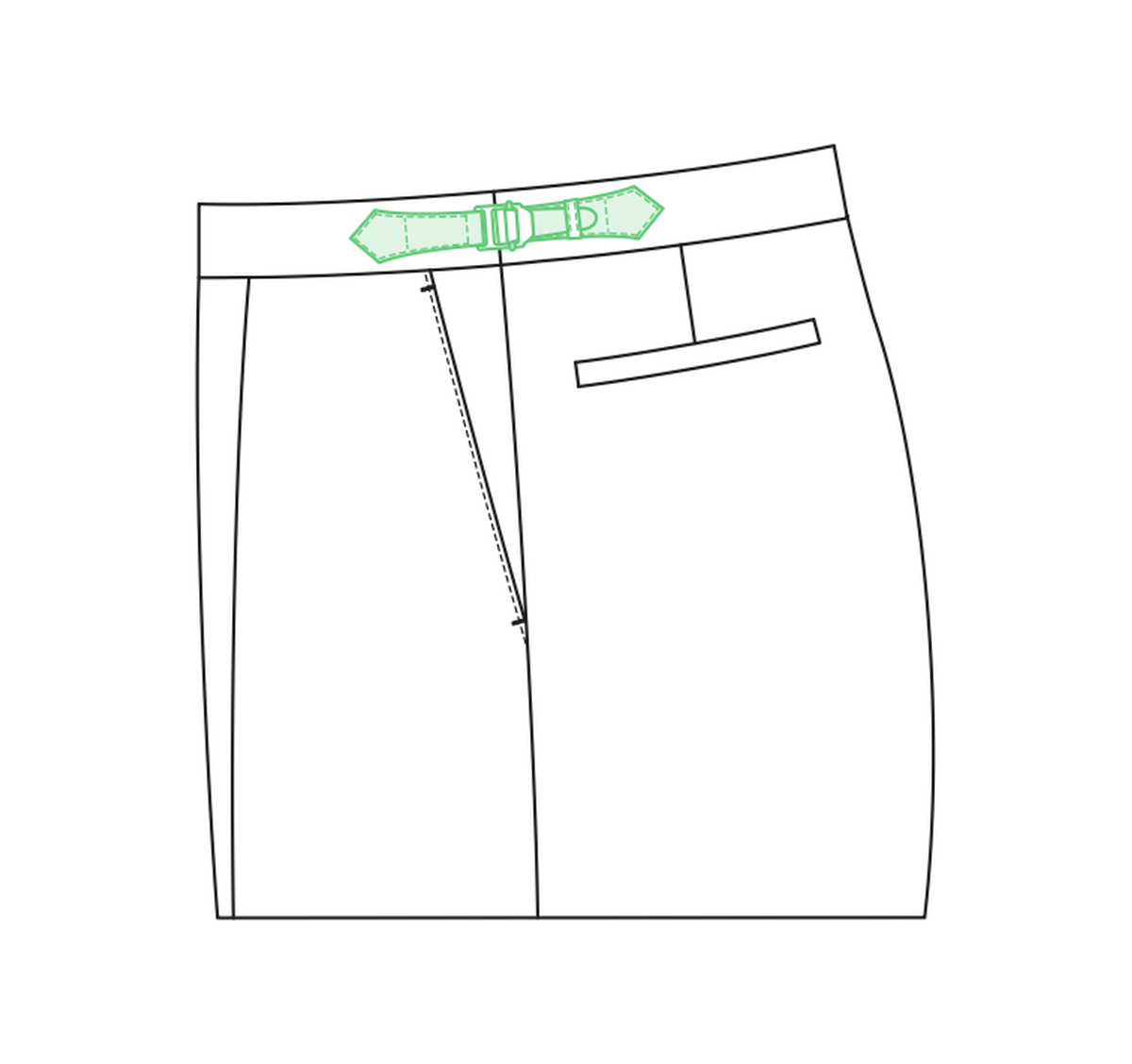 Buckle side tabs with keepers tailored trouser reference