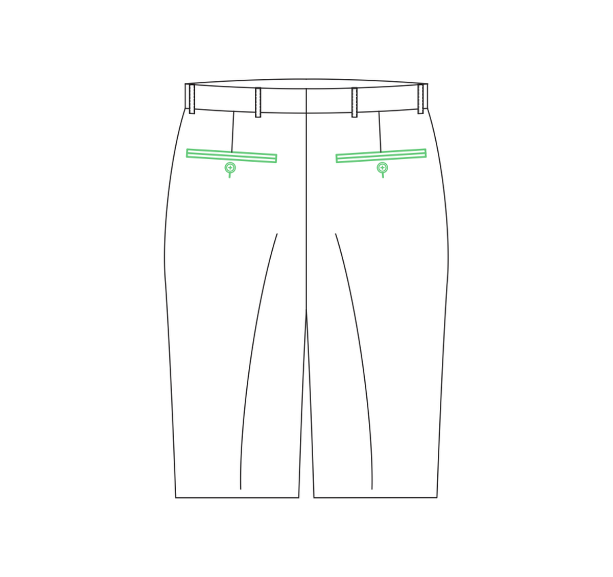 Double-besom back pocket tailored trouser reference