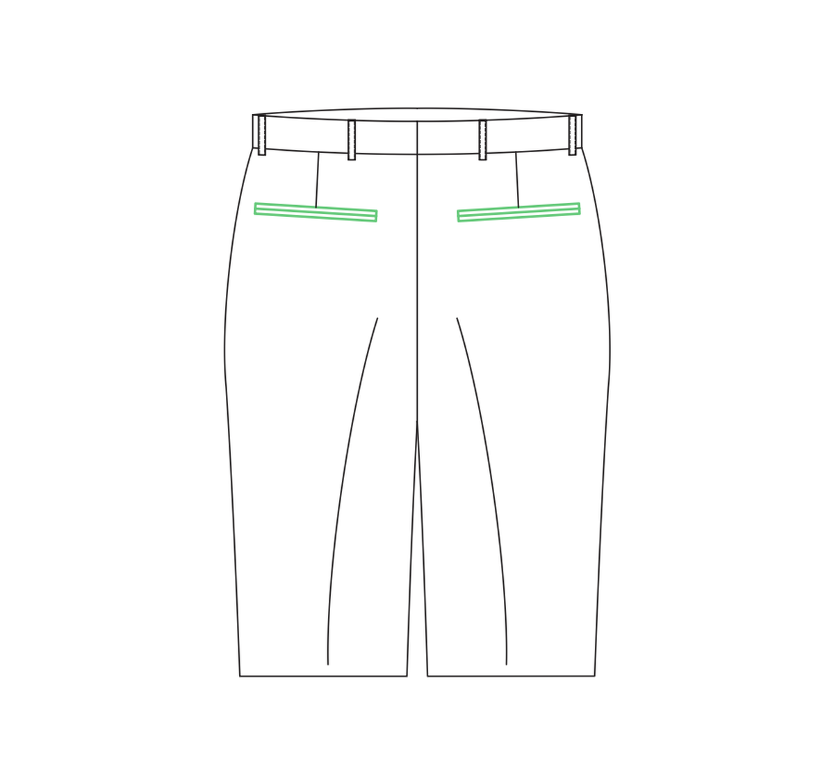 Double-besom button-through back pocket tailored trouser reference