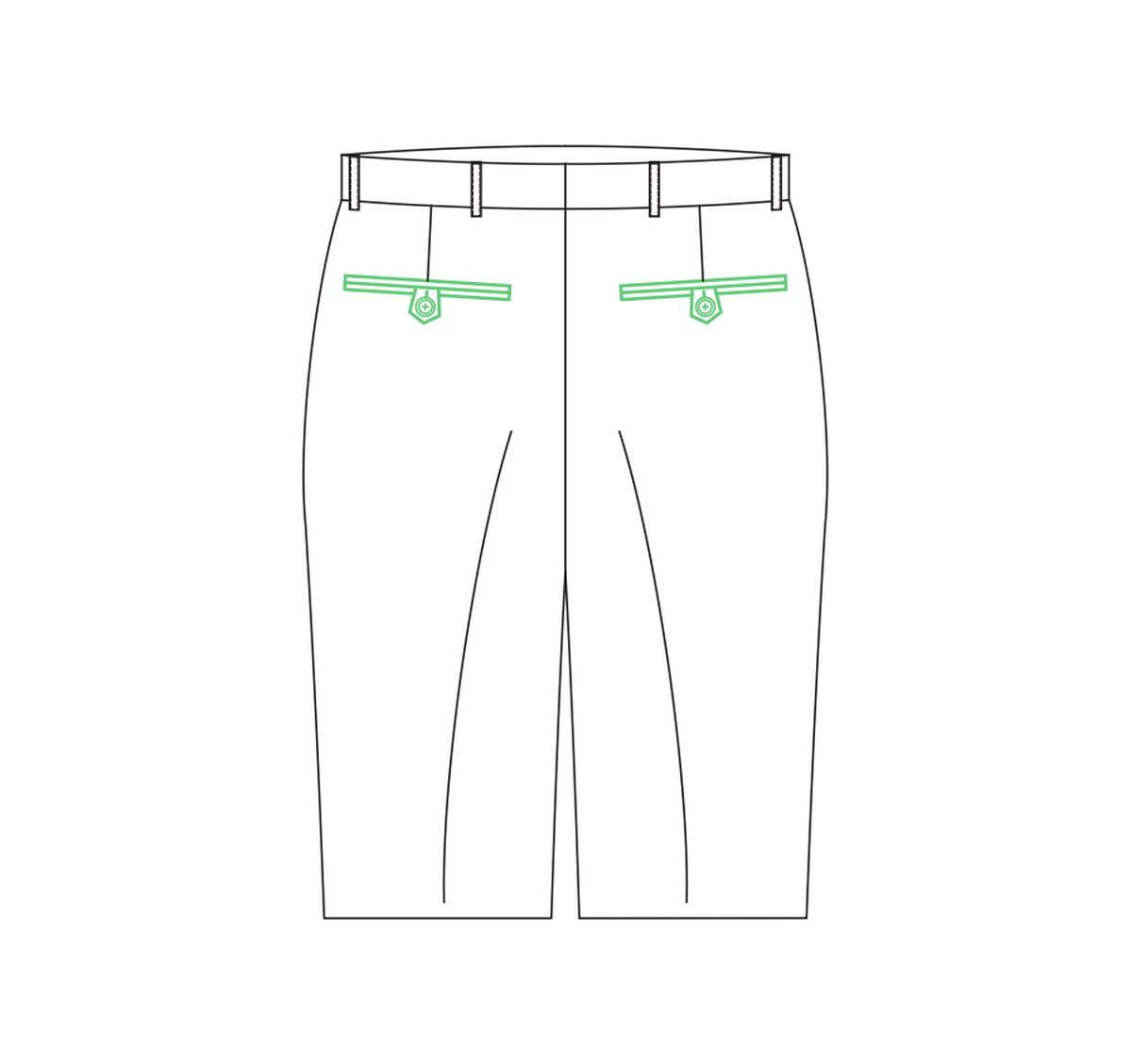 Double-besom point-tab-and-button back pocket tailored trouser reference