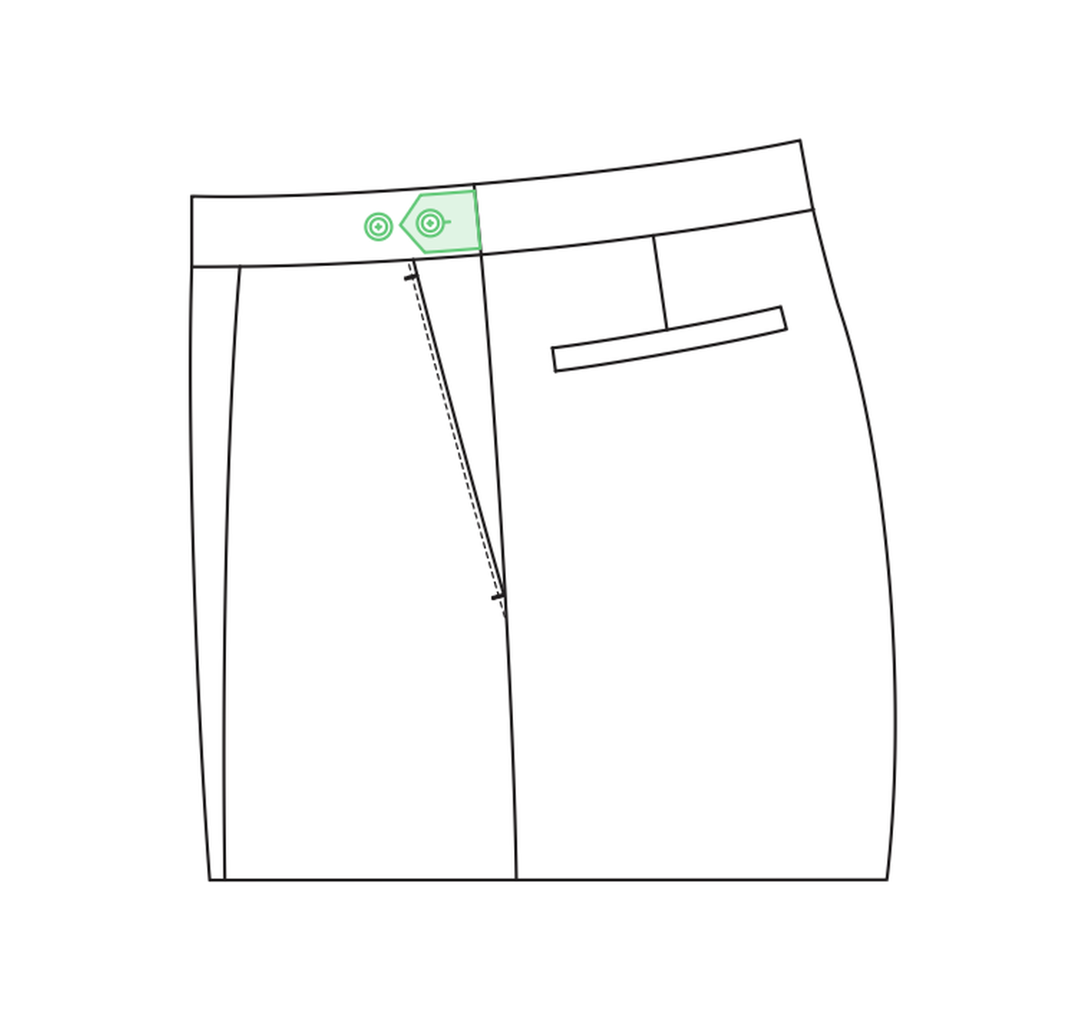 Point-button side tabs tailored trouser reference