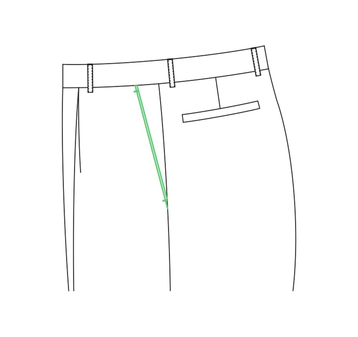 Quarter-top front pockets tailored trouser reference