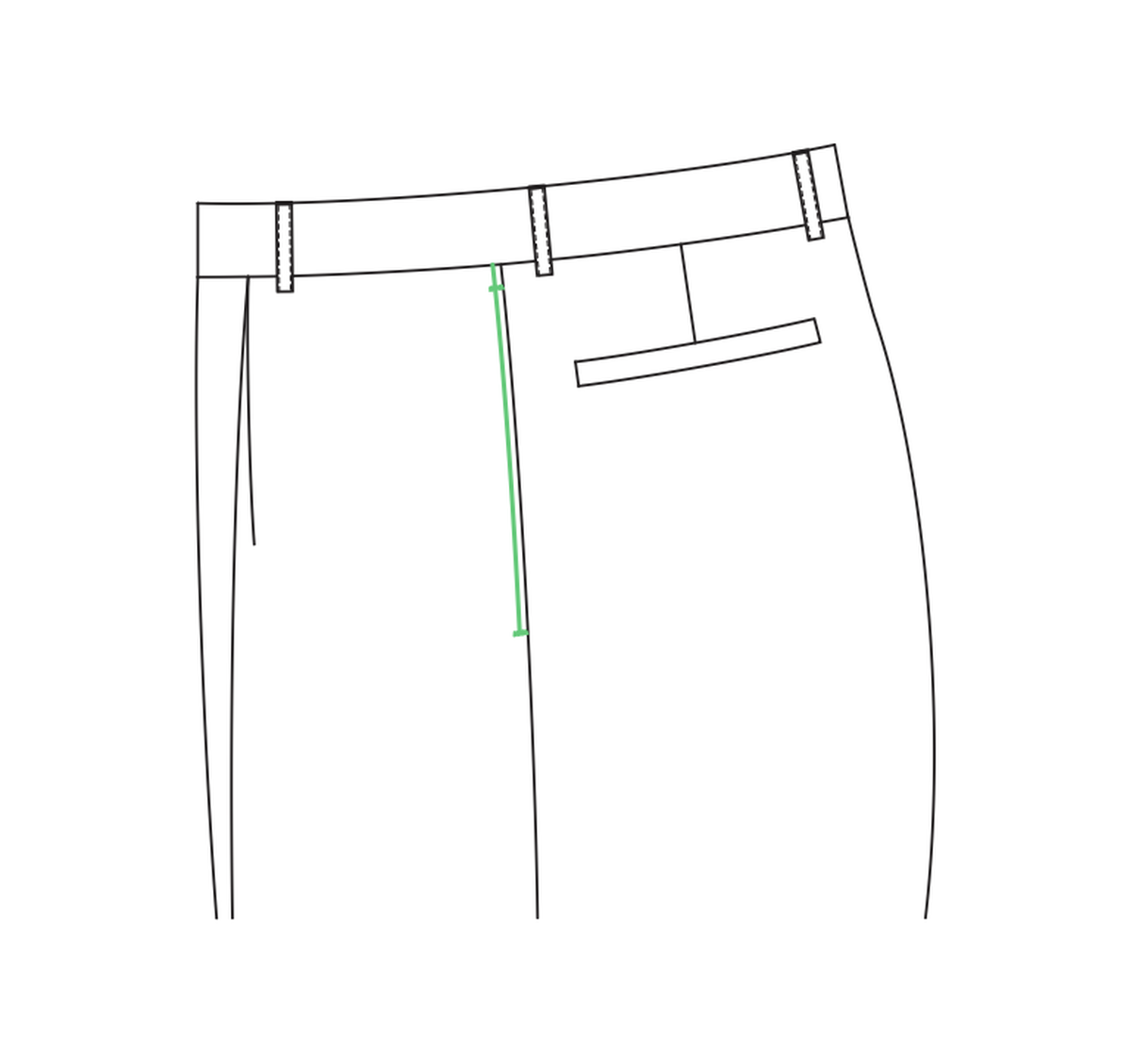 Side-seam front pockets tailored trouser reference