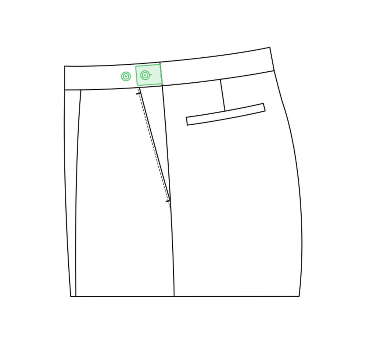 Square-button side tabs tailored trouser reference