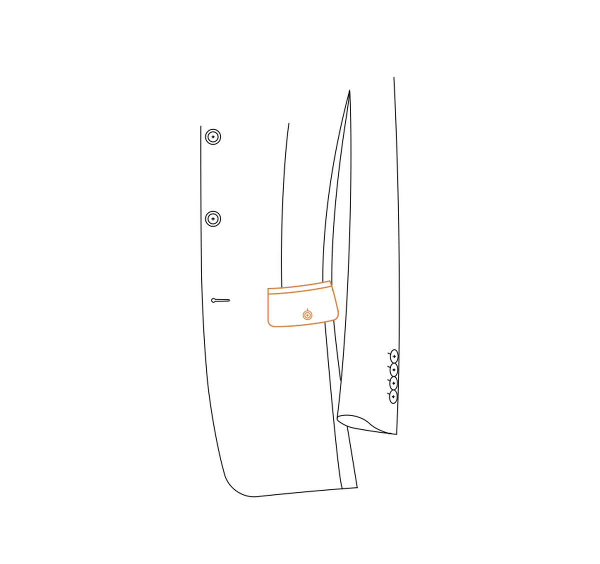 Double besom pocket with flap and buttons reference