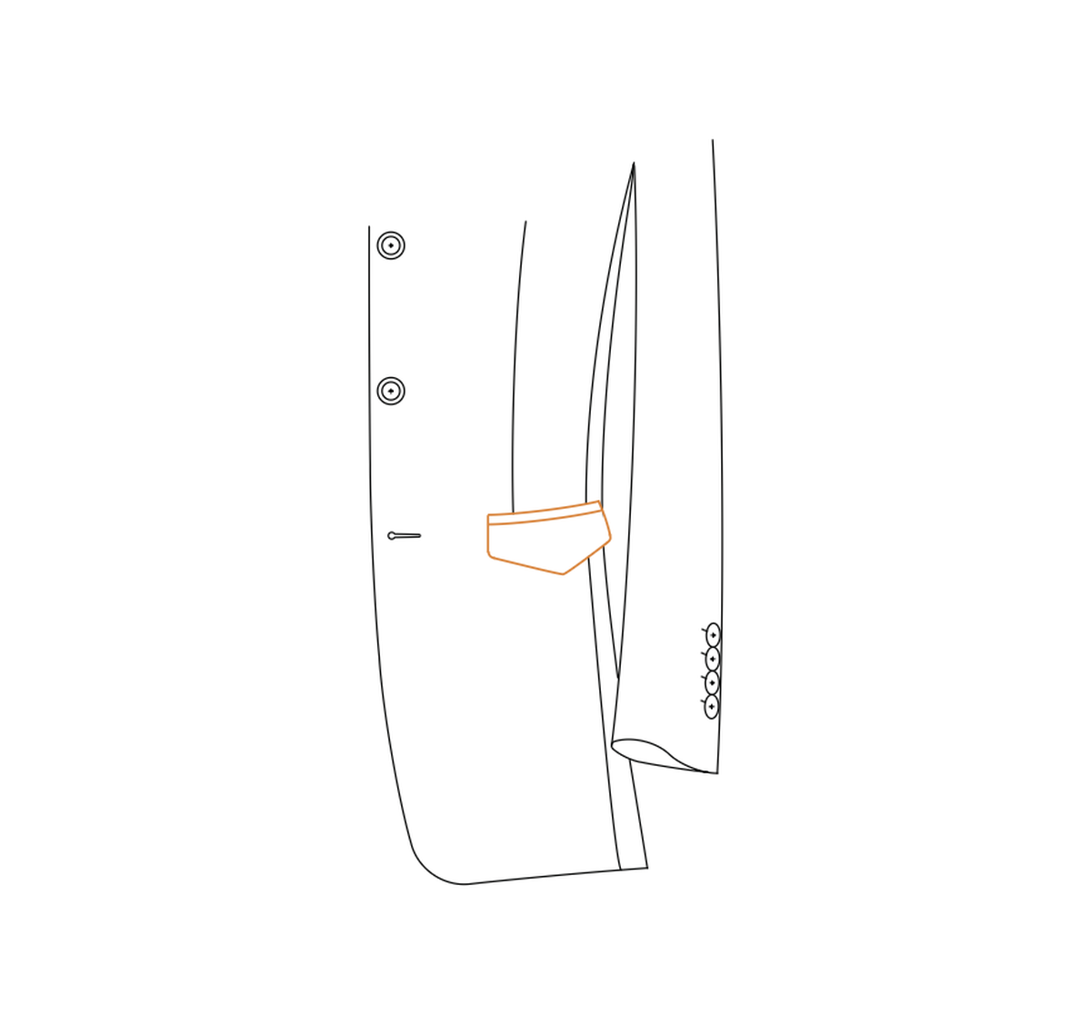 Double besom pocket with point flap reference