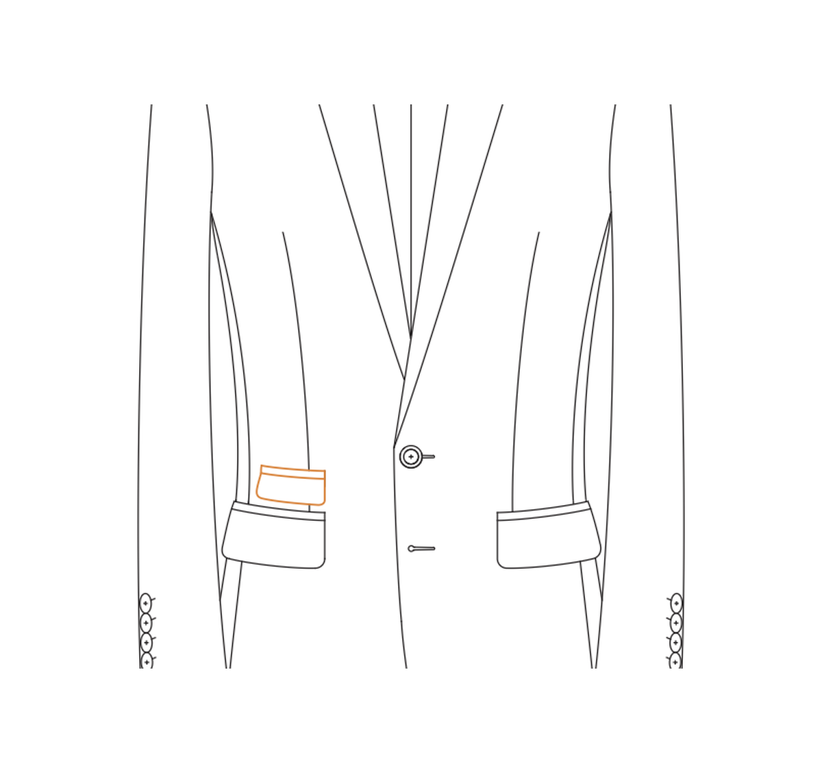 Double besom ticket pocket with flap reference
