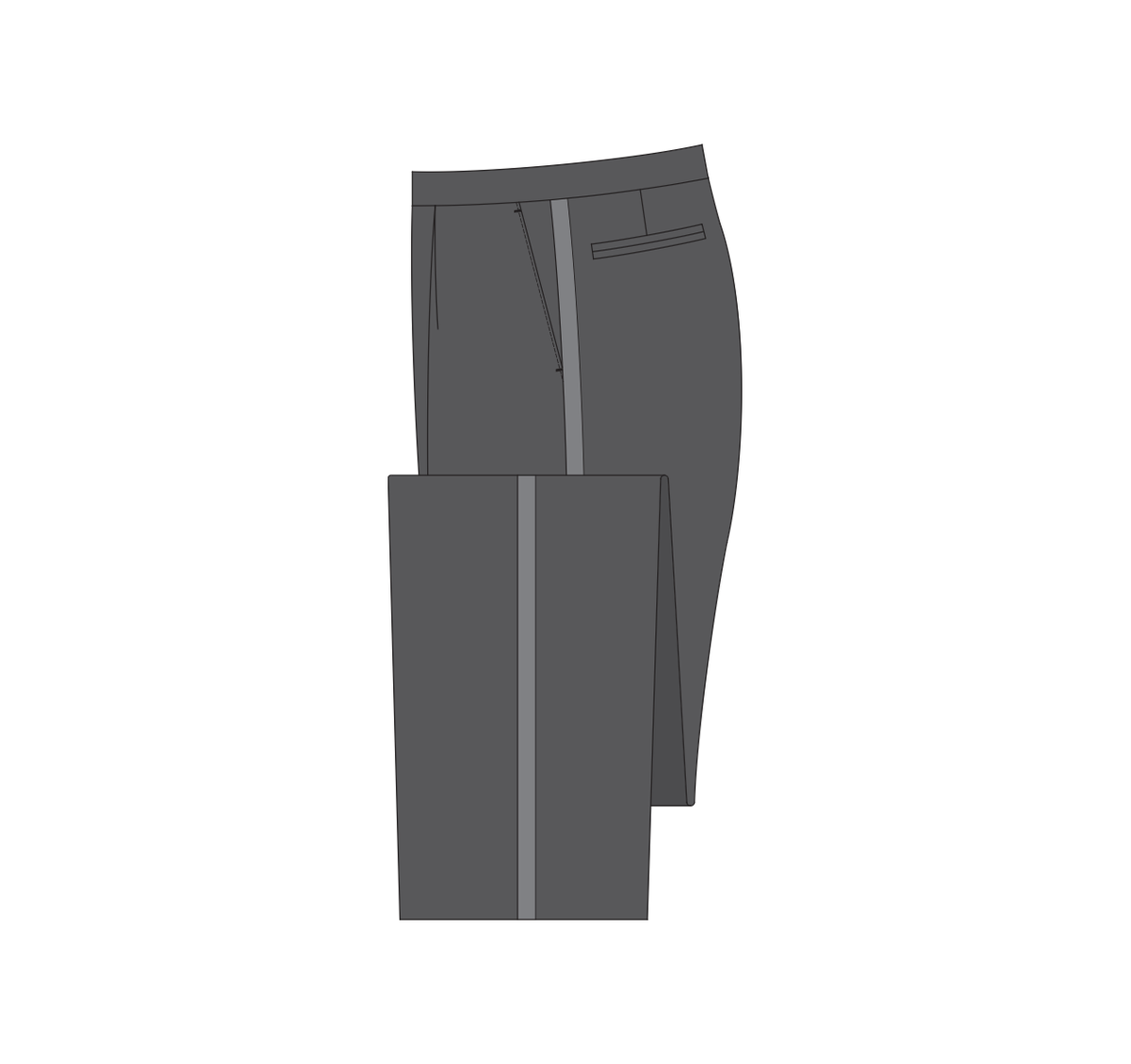 Tuxedo trousers with a side satin stripe reference